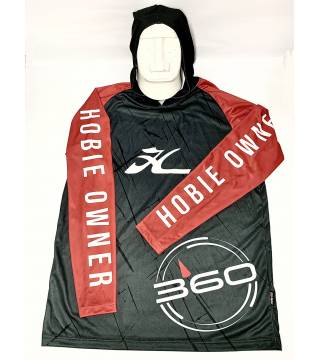 HOBIE OWNER LONG SLEEVE JERSEY WITH HOOD, RED/BLACK, M